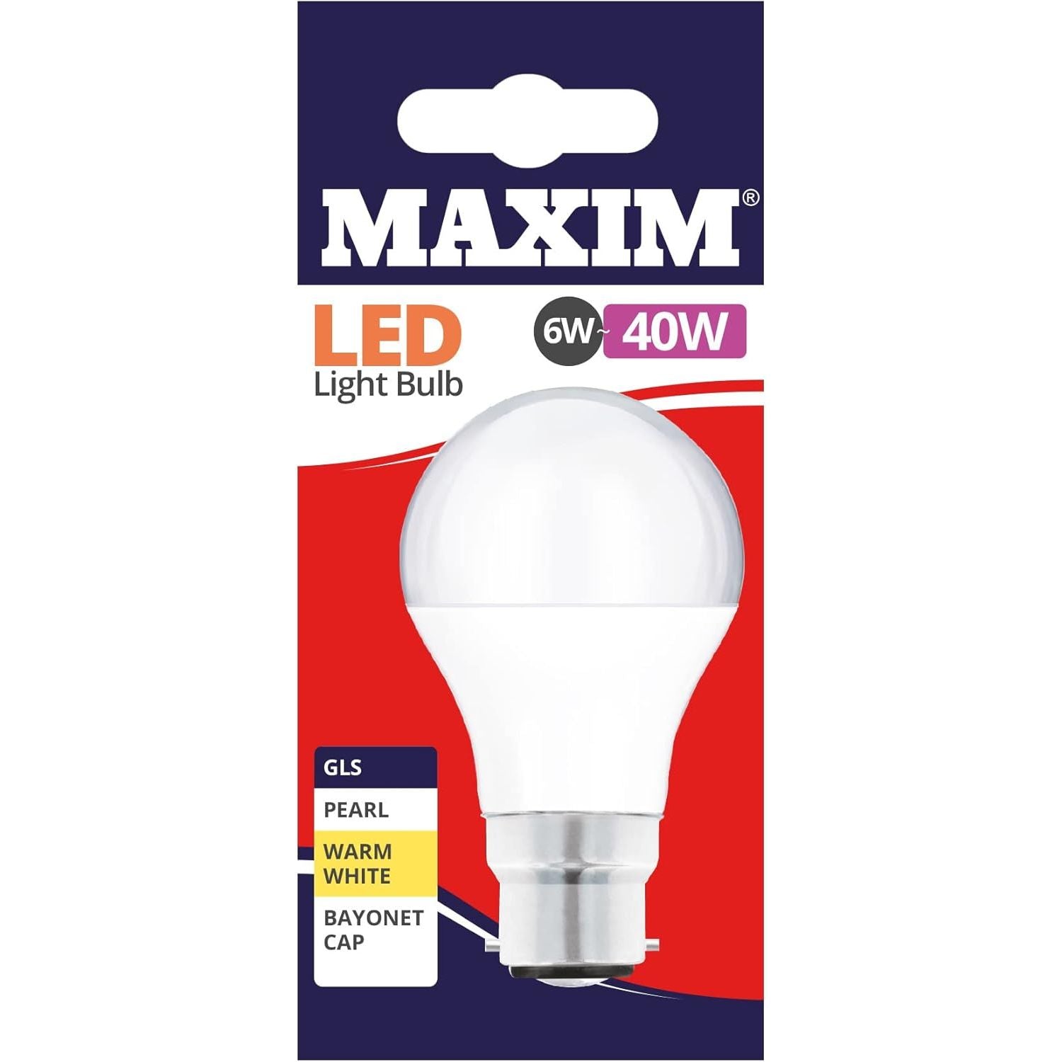 GLS Bayonet Cap Warm White 40w (6w) B22 Pearl LED Bulb