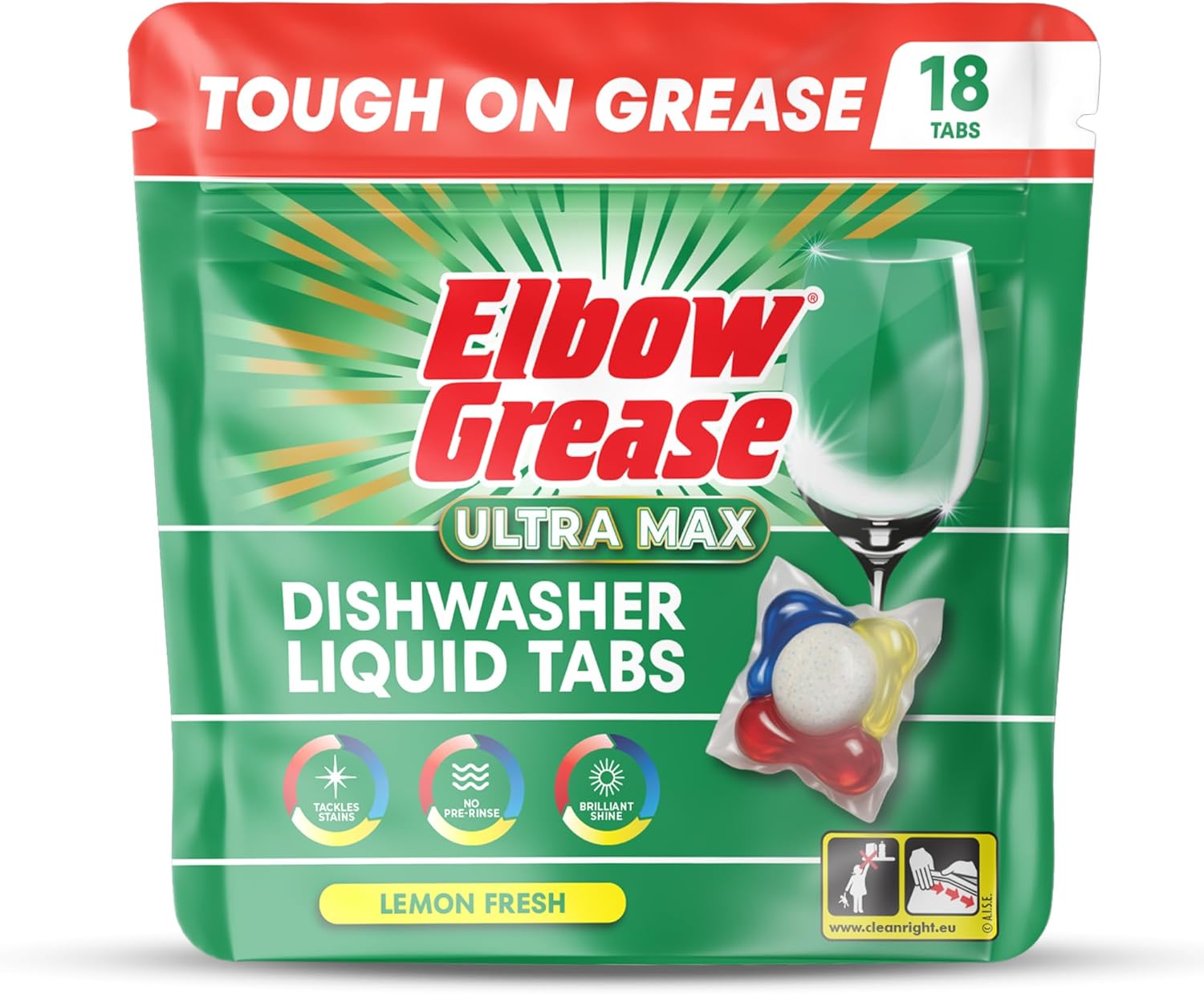 7 x Elbow Grease Ultra Max Dishwasher Liquid Tabs 18pk