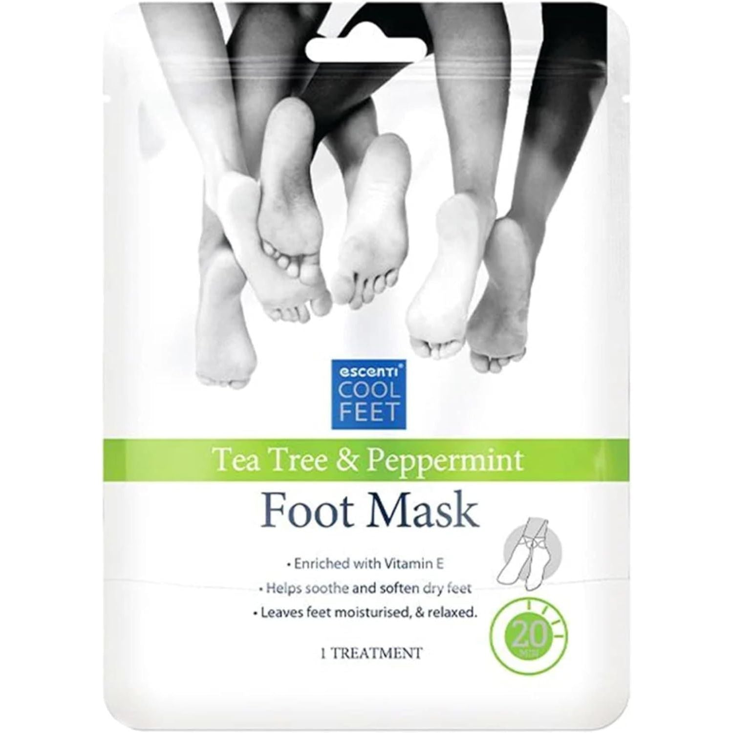 12 x Escenti Cool Feet Tea Tree & Peppermint Foot Mask