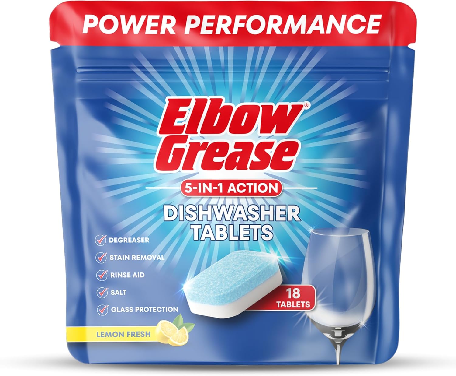 6 x Elbow Grease Dishwasher Tablets 18pk