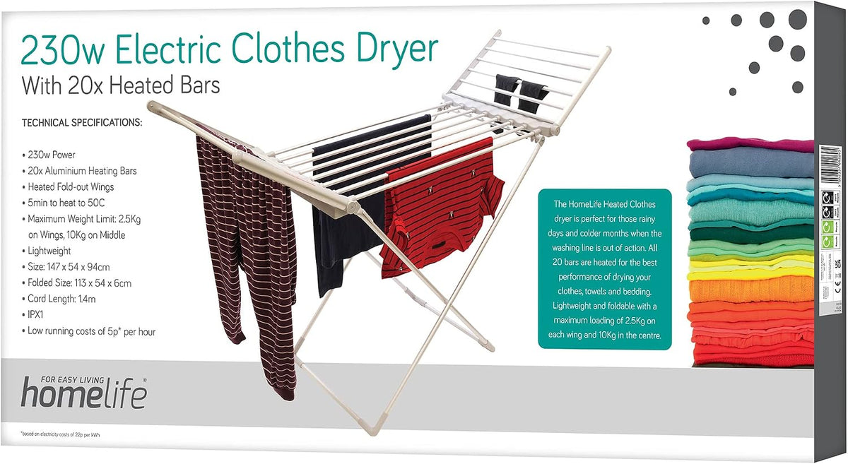 HomeLife 230w Electric Folding Energy Efficient Indoor Clothes Dryer