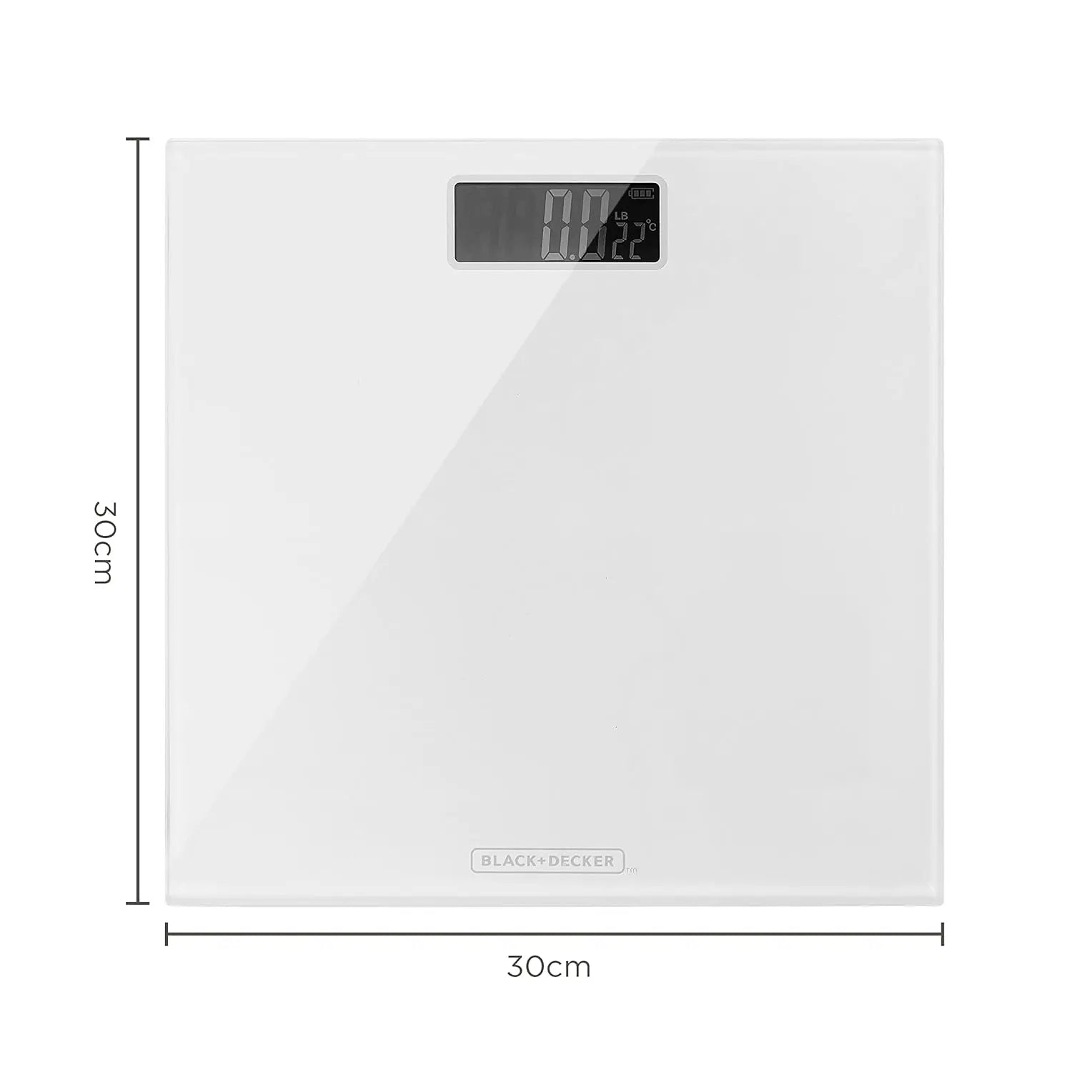 Digital Bathroom Scale, High Precision Sensor System, Durable Tempered Glass, LCD Display, White