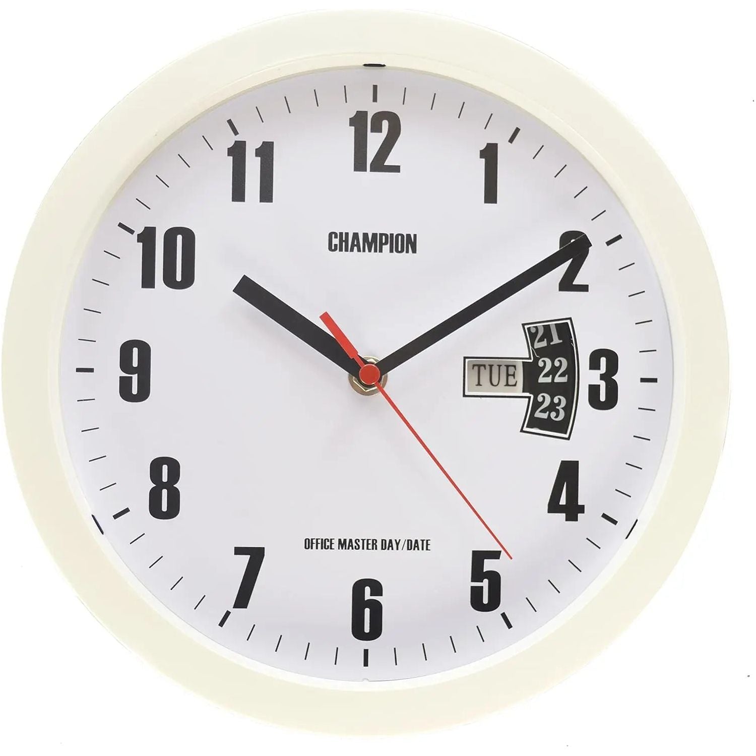Bold 10 inch 250mm Day Date Quartz Wall Clock (White)