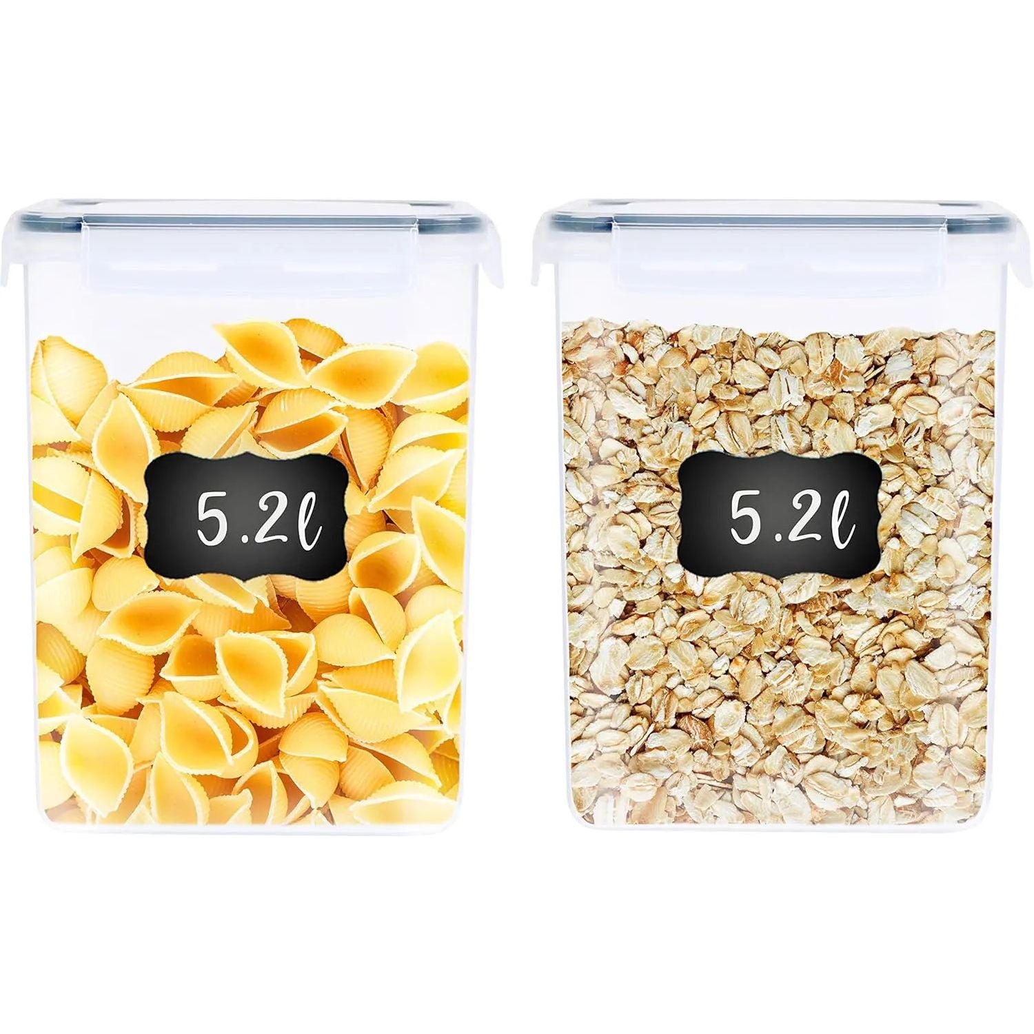 Airtight Food Storage Containers 5.2L Set of 2 – BPA‑Free Kitchen Pantry Containers with Labels