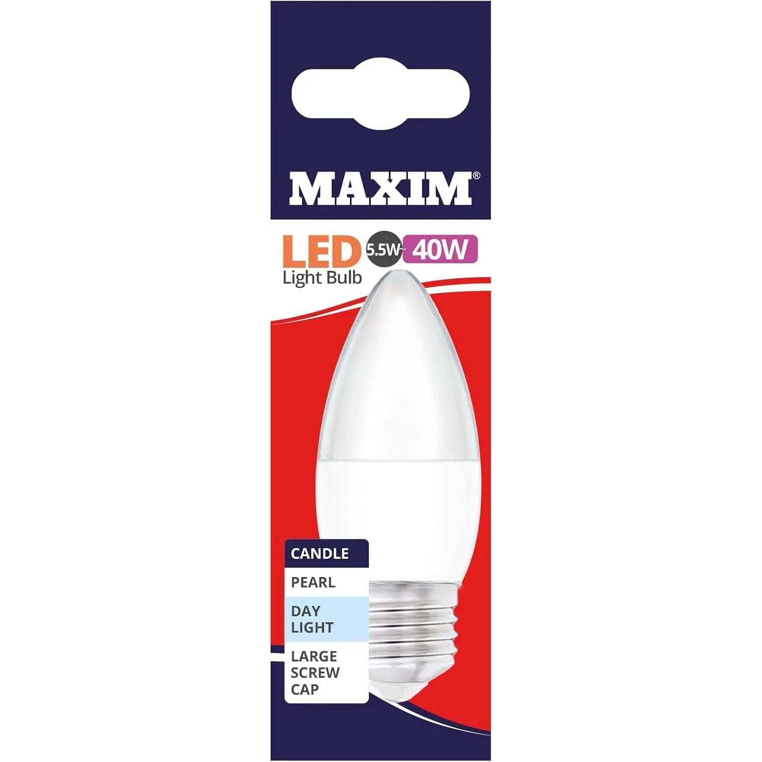 LED Light Bulb 6W=40W Candle Pearl Day Light Large Screw Cap