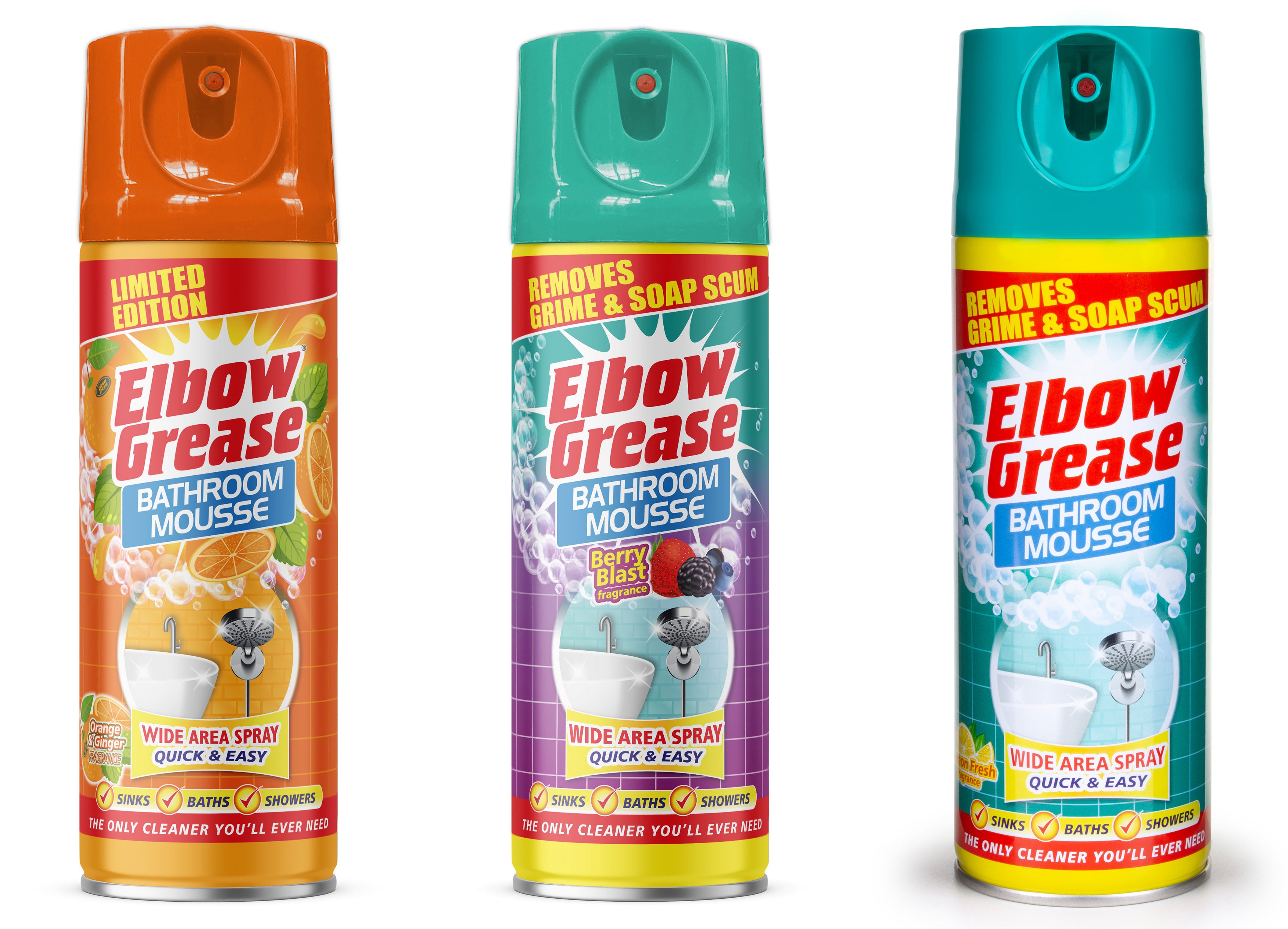 12 x Bathroom Mousse Orange, Lemon & Berry Blast 400ml