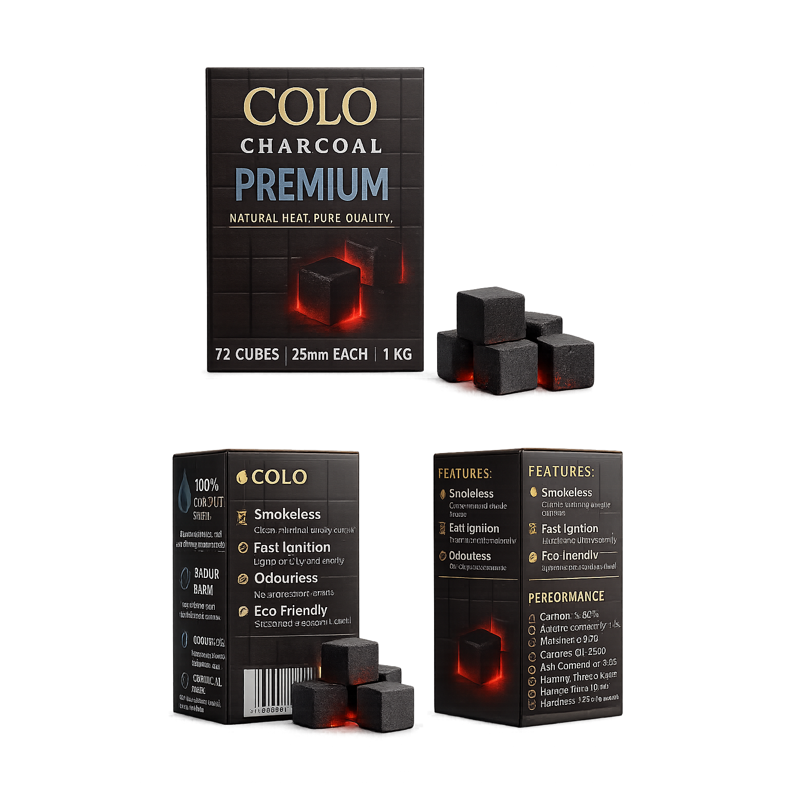 10 x 1kg COLO Shisha Hookah Premium Coconut Coal Boxes – 72 Cubes Each (720 Cubes Total) 10kg