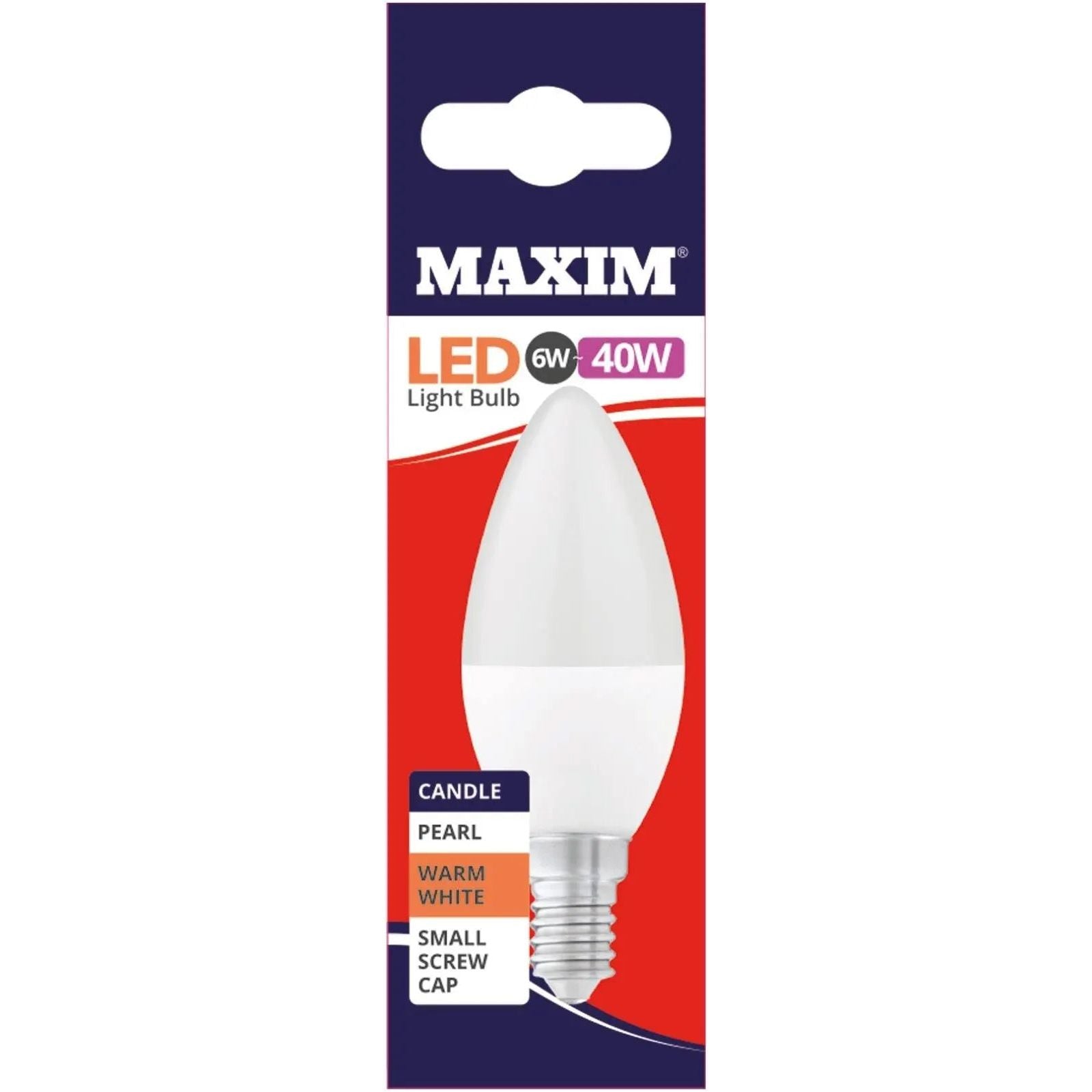 Candle Small Edison Screw Warm White 40w (6w) E14 Pearl LED Bulb
