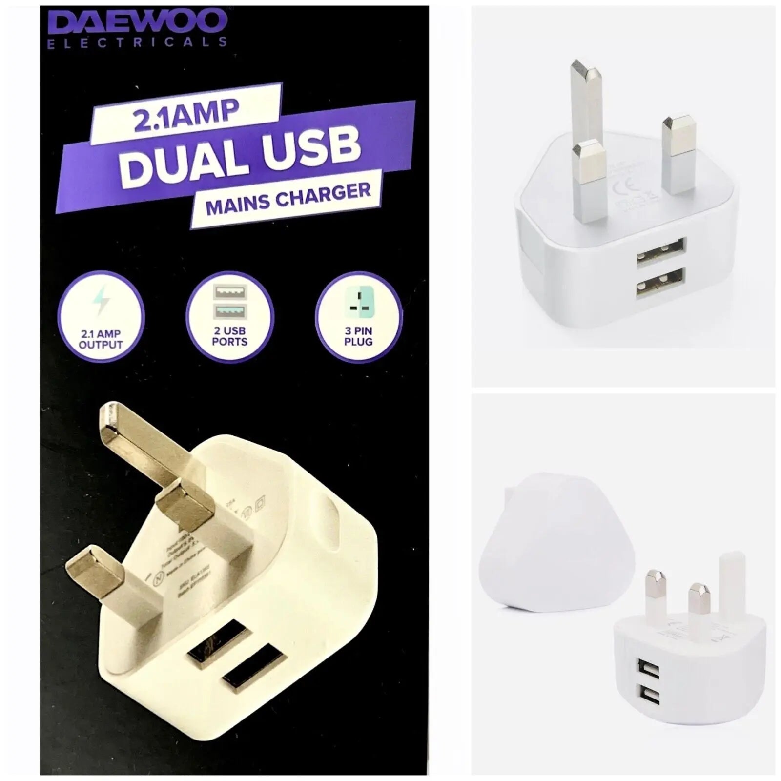 Dual USB Mains Charging Plug