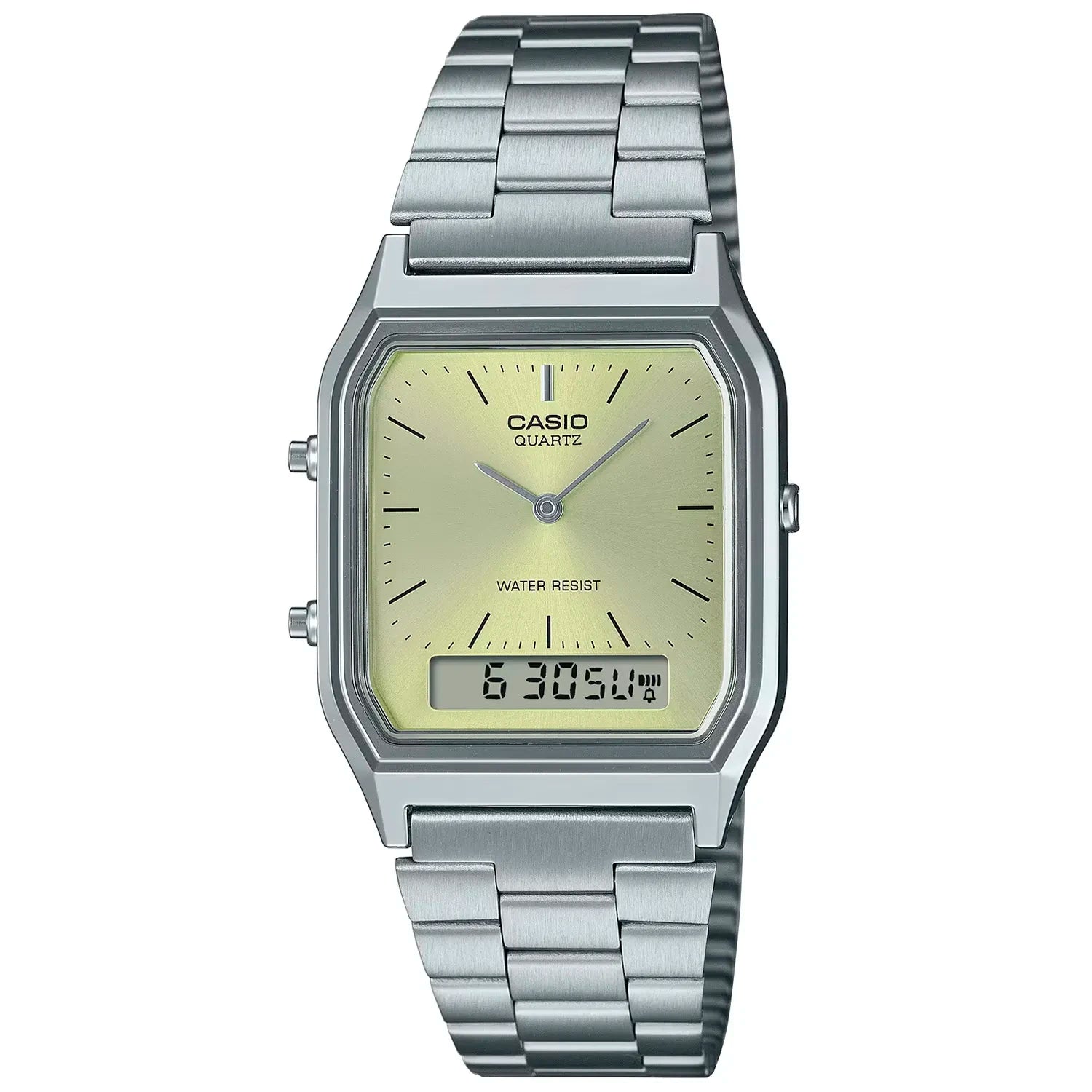 Casio AQ‑230A‑9AMQY Vintage Analog‑Digital Watch Light Green Dial