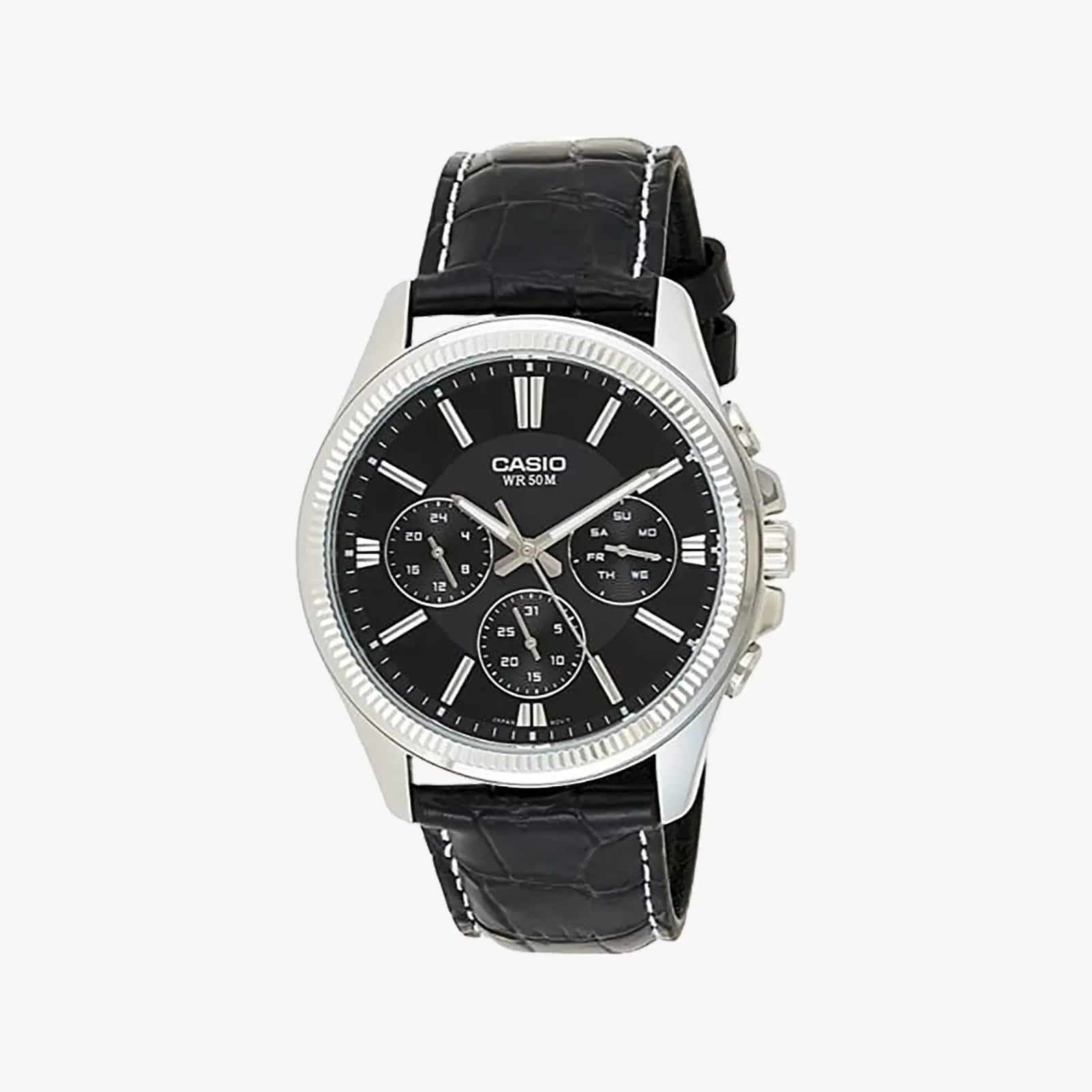 Casio MTP-1375L-1A Black Dial Analog Black Leather Quartz Men's Casual Watch